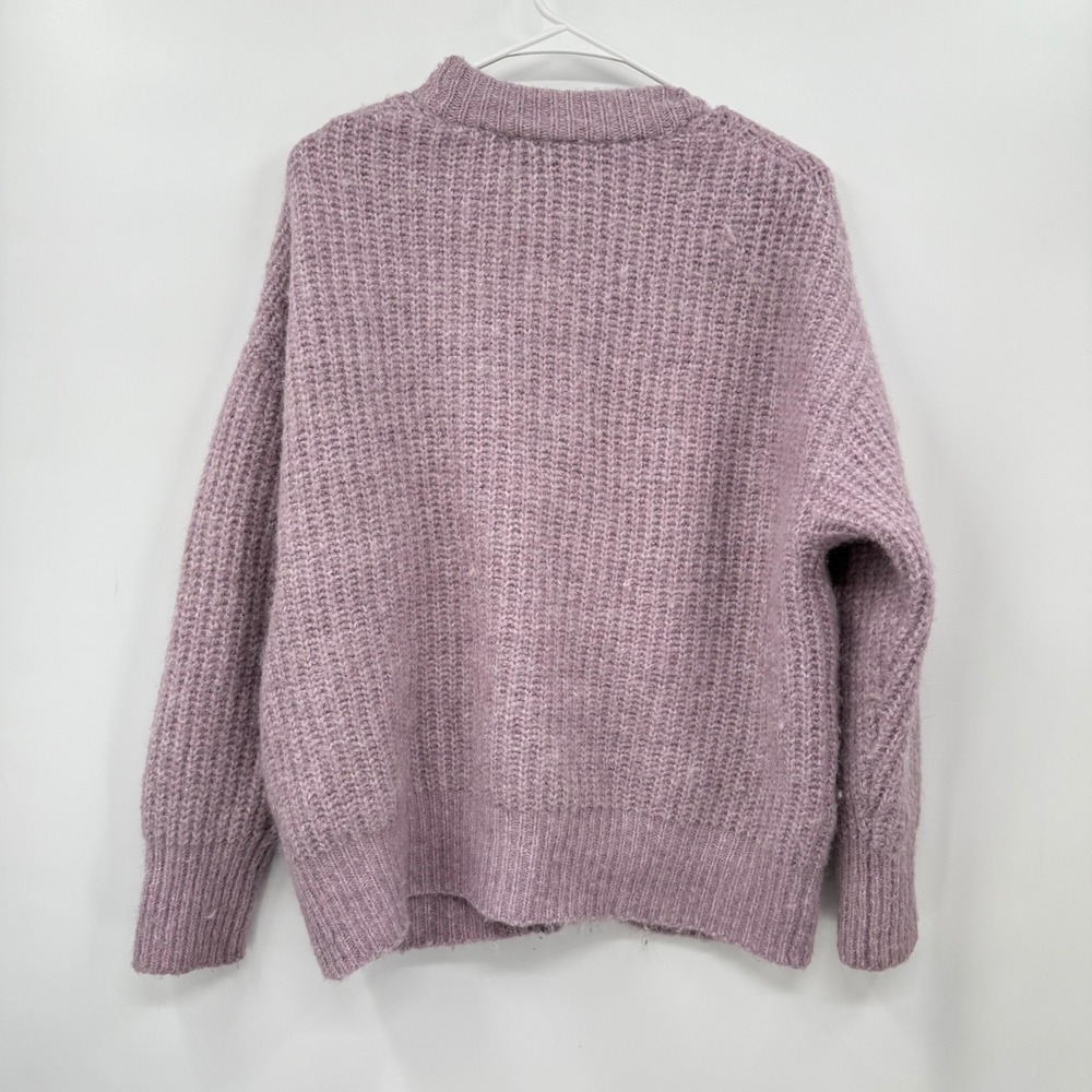 ZARA‎ Oversized Chunky Knit Cardigan Lavender Purple V Neck Button Front Pockets - Picture 7 of 10